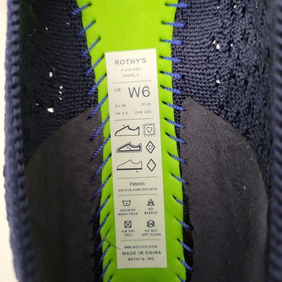 ROTHYS The Max Square Toe Flats Womens 6 Deep Navy Crochet Blue EUC Comfort - Picture 10 of 10